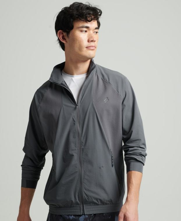 hombres Superdry gris oscuro top de chándal tejido elástico 2R68Z5371