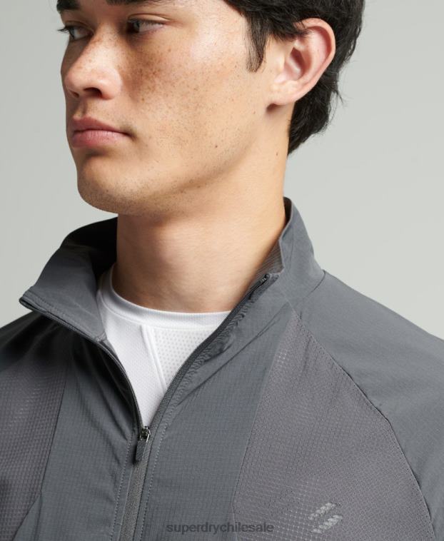 hombres Superdry gris oscuro top de chándal tejido elástico 2R68Z5371