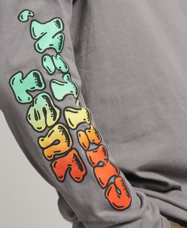 hombres Superdry gris oscuro top de manga larga en el bosque 2R68Z1519