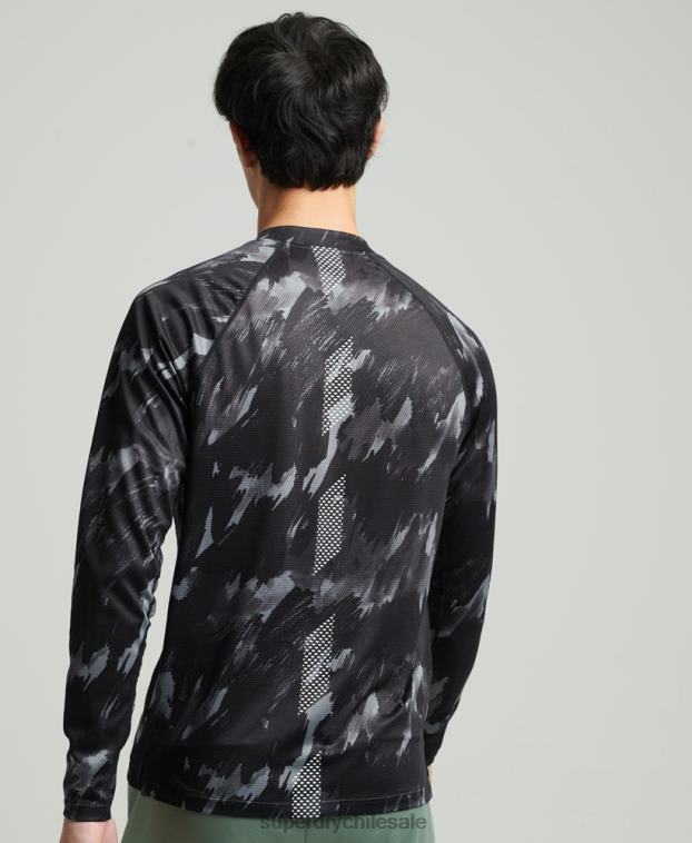 hombres Superdry gris oscuro top de tren con cuello alzado 2R68Z5357