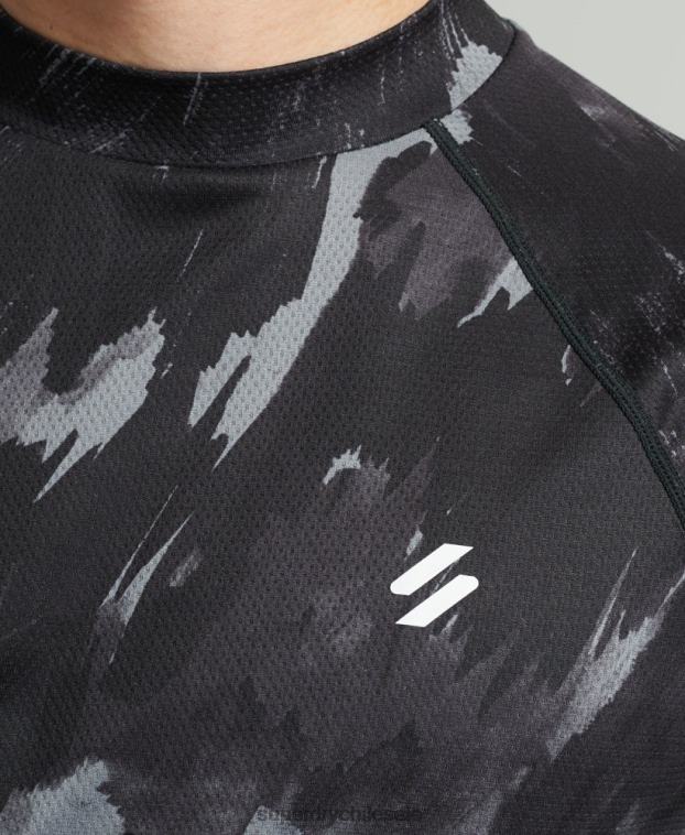 hombres Superdry gris oscuro top de tren con cuello alzado 2R68Z5357