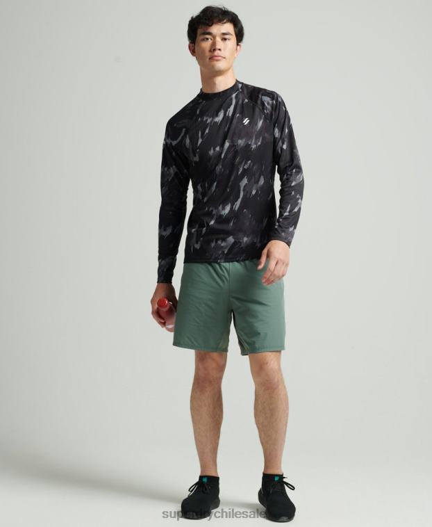 hombres Superdry gris oscuro top de tren con cuello alzado 2R68Z5357