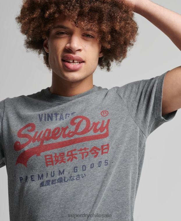 hombres Superdry gris playera clásica con logo gráfico 2R68Z4828