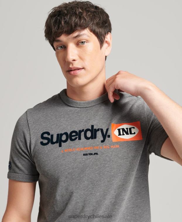 hombres Superdry gris playera con logo estampado 2R68Z4912