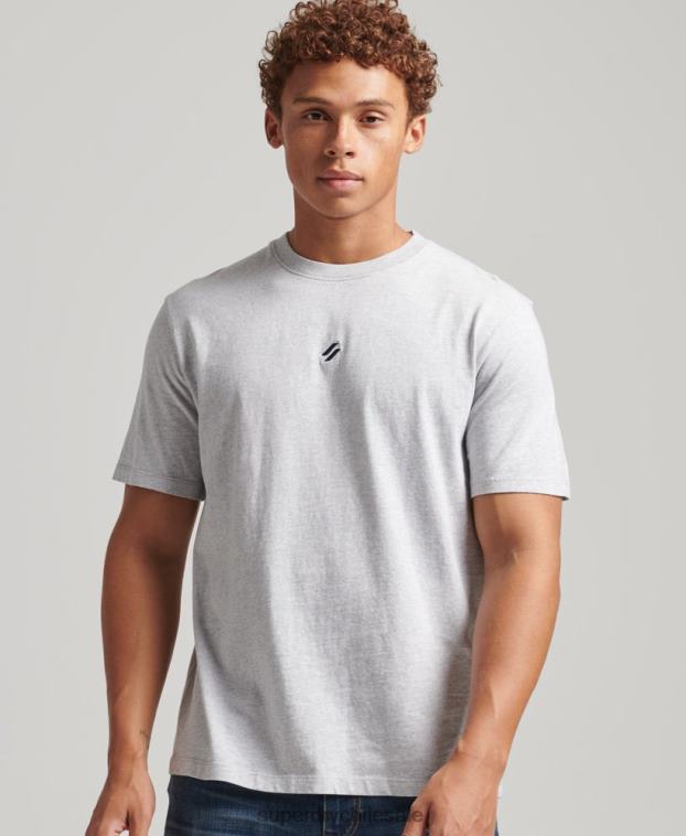 hombres Superdry gris playera holgada con logo esencial 2R68Z4839