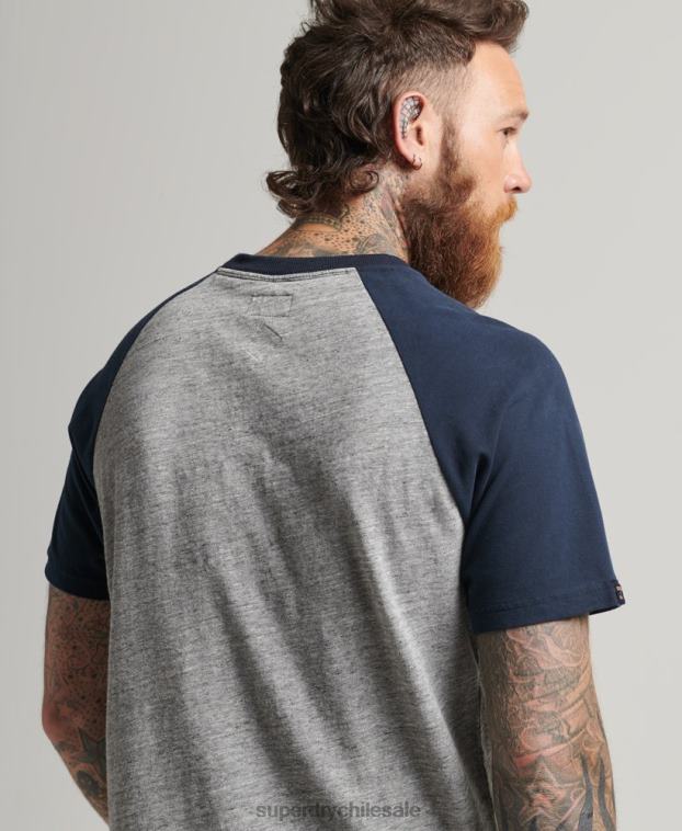hombres Superdry gris playera raglán con gráfico de Aquiles 2R68Z4972