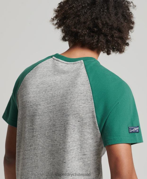 hombres Superdry gris playera raglán con logo gráfico 2R68Z4872