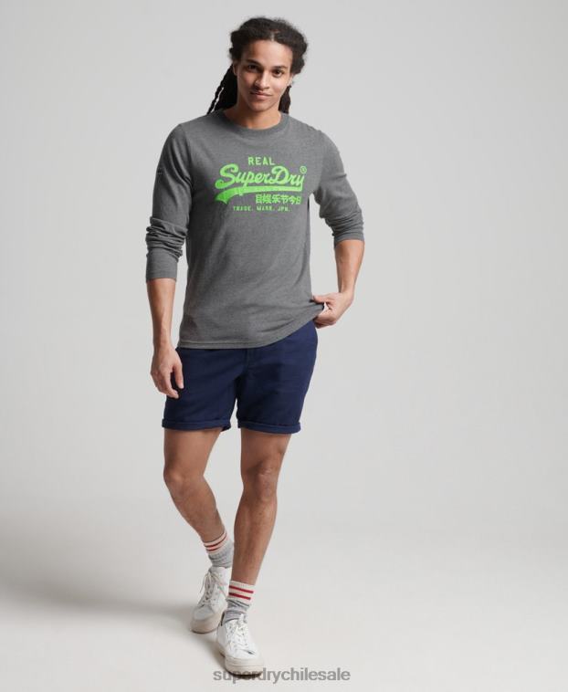 hombres Superdry gris top clásico americano con logo vintage 2R68Z1553