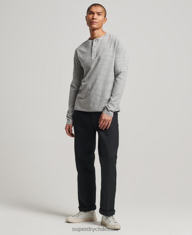 hombres Superdry gris top de algodón orgánico con logo vintage bordado 2R68Z1470