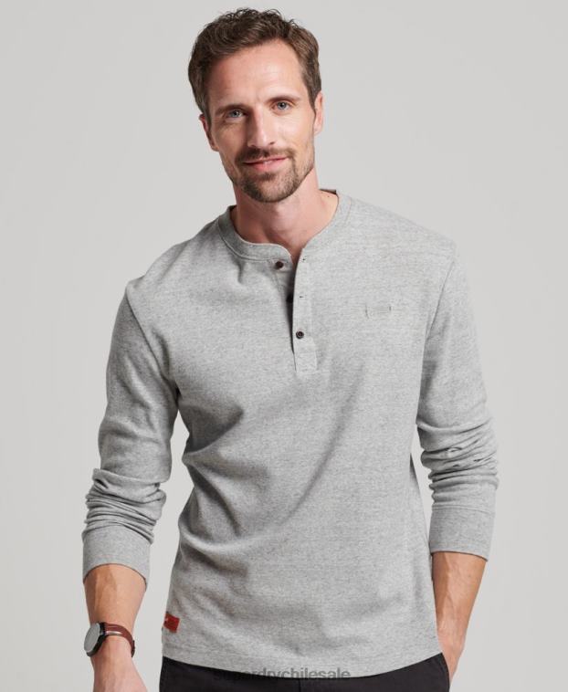 hombres Superdry gris top de algodón orgánico con logo vintage bordado 2R68Z1543