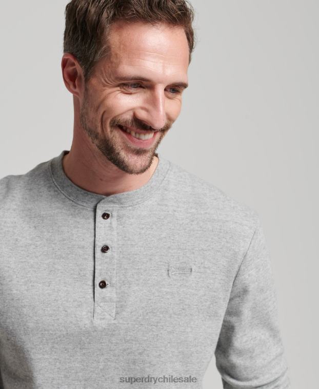 hombres Superdry gris top de algodón orgánico con logo vintage bordado 2R68Z1543