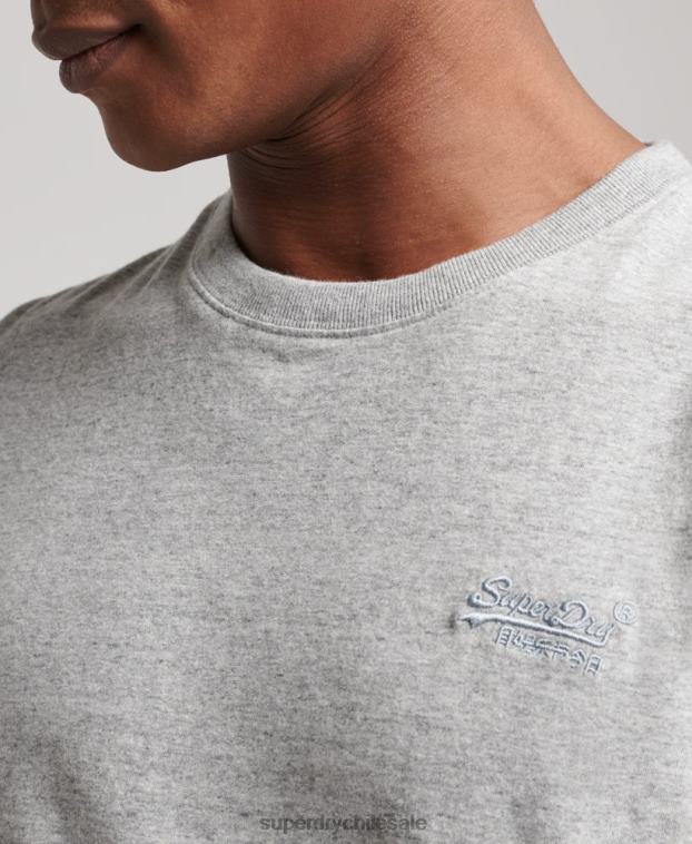 hombres Superdry gris top de algodón orgánico con logo vintage bordado 2R68Z1547