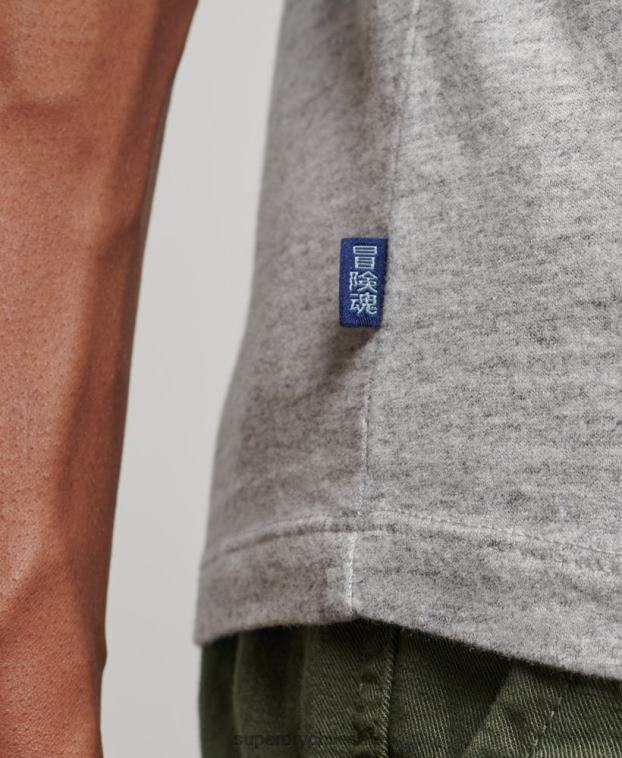 hombres Superdry gris top de algodón orgánico con logo vintage bordado 2R68Z1547
