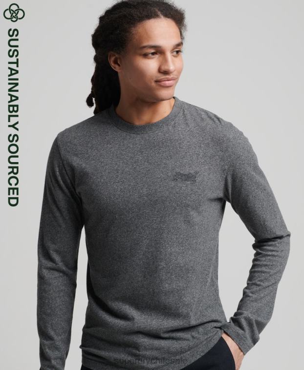 hombres Superdry gris top de algodón orgánico con logo vintage bordado 2R68Z6401