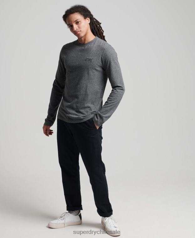hombres Superdry gris top de algodón orgánico con logo vintage bordado 2R68Z6401