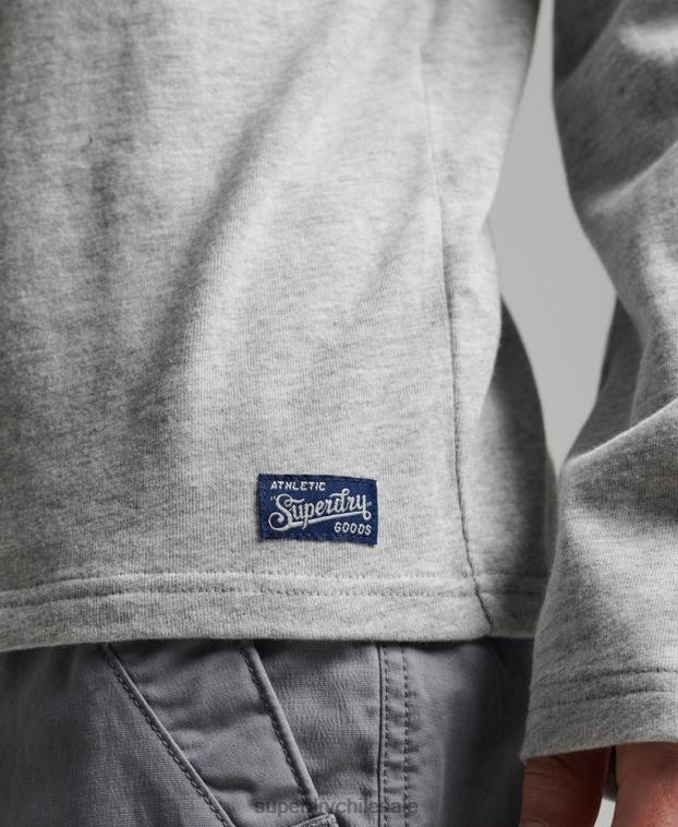 hombres Superdry gris top de manga larga con logo vintage 2R68Z1508