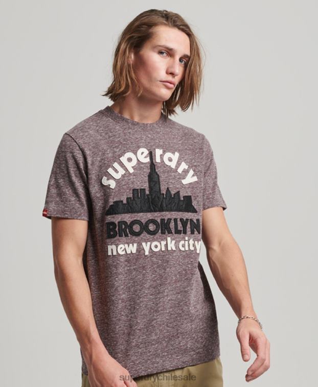 hombres Superdry marrón camiseta con aplicación de gran aire libre 2R68Z116