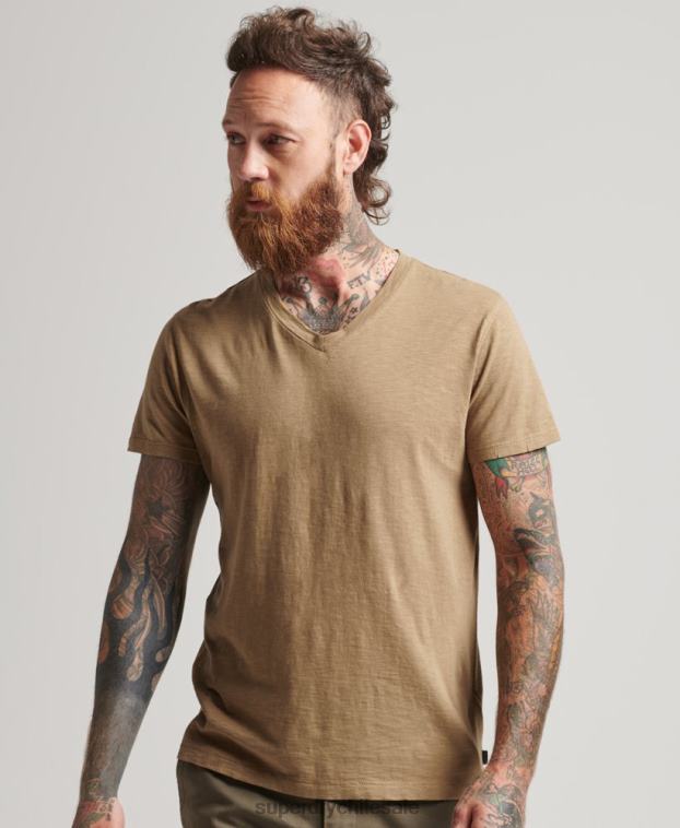 hombres Superdry marrón camiseta con cuello en v 2R68Z4923