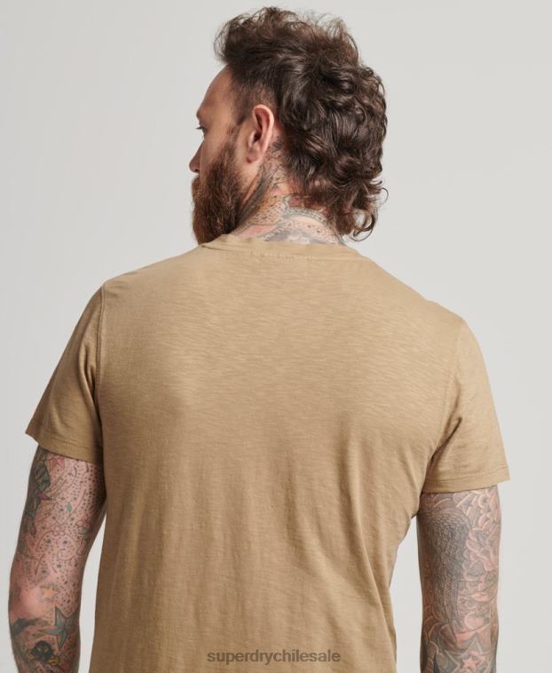 hombres Superdry marrón camiseta con cuello en v 2R68Z4923