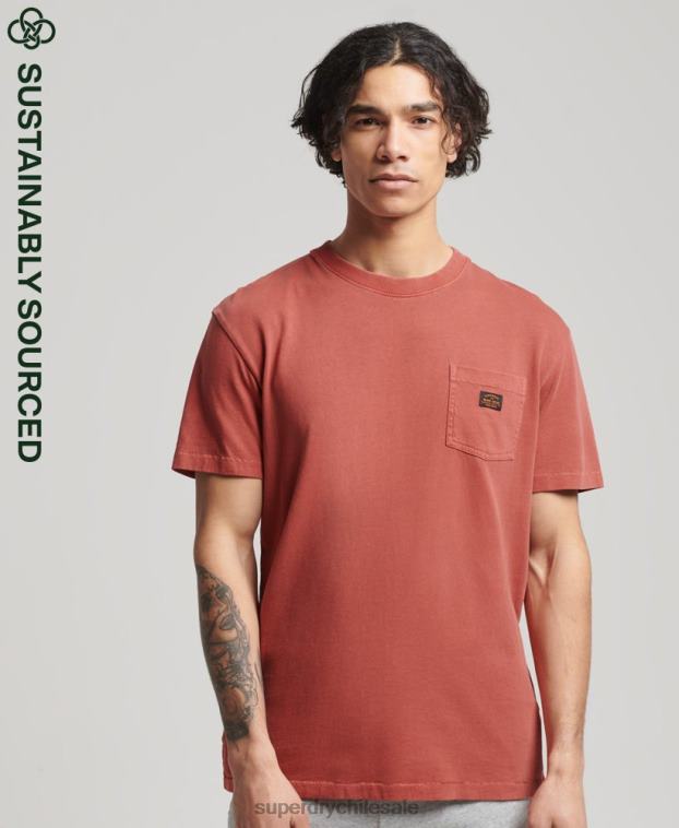 hombres Superdry marrón camiseta vintage workwear de algodón orgánico con bolsillo 2R68Z4864
