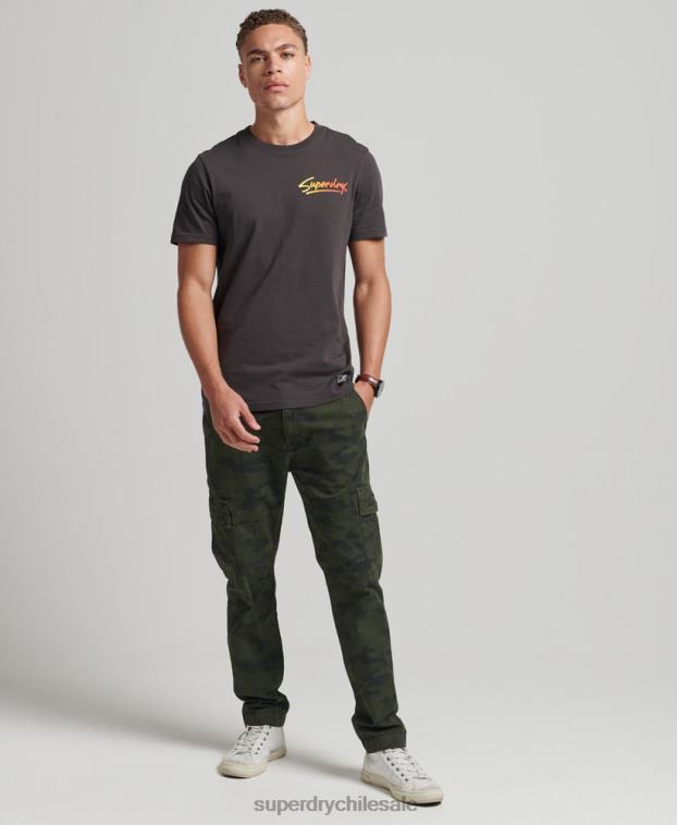 hombres Superdry marrón playera con logo de guión del centro de los 80 2R68Z4794