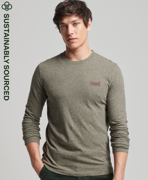 hombres Superdry marrón top de algodón orgánico con logo vintage bordado 2R68Z6418