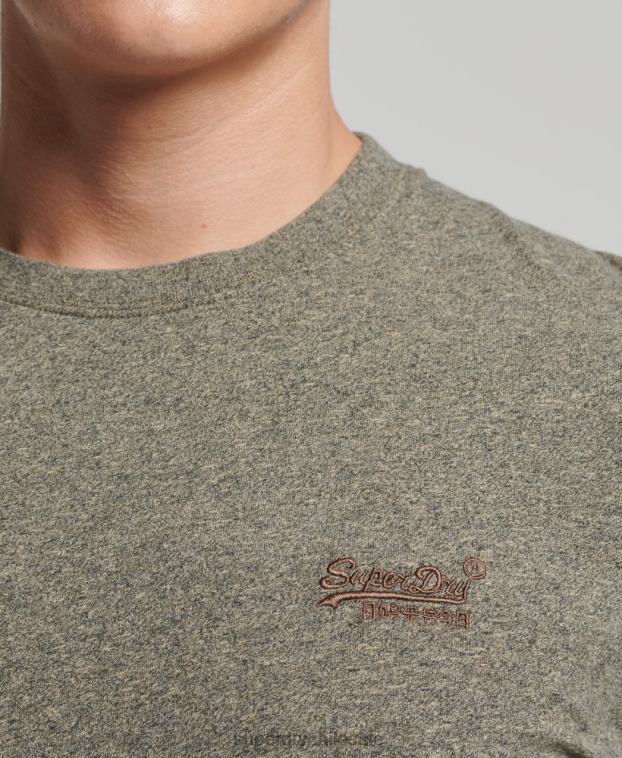 hombres Superdry marrón top de algodón orgánico con logo vintage bordado 2R68Z6418