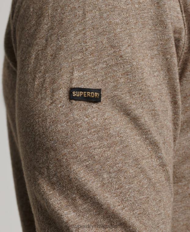 hombres Superdry marrón top de manga larga de punto flameado 2R68Z1532