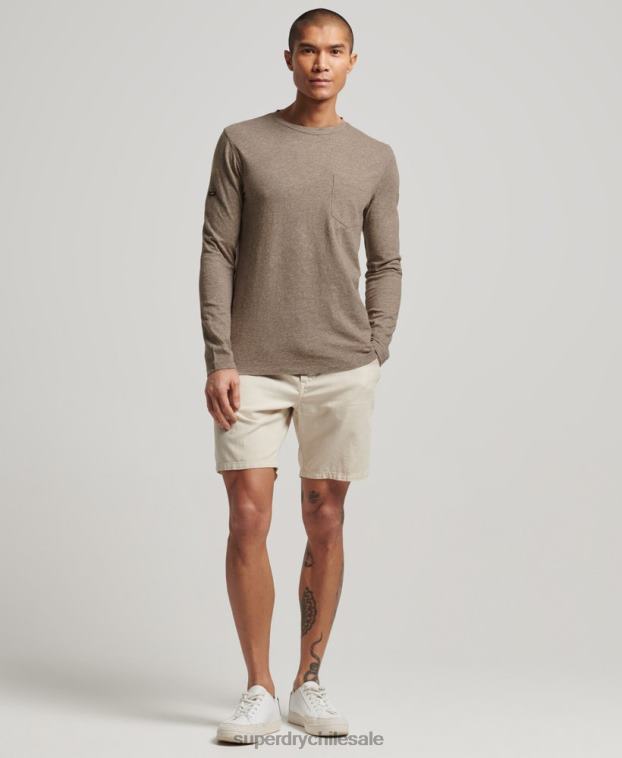hombres Superdry marrón top de manga larga de punto flameado 2R68Z1532