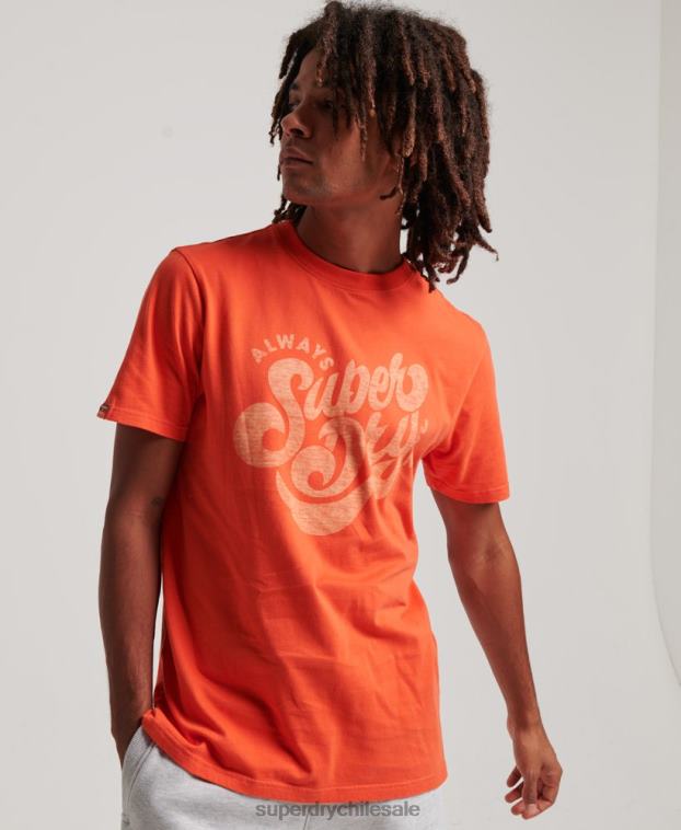 hombres Superdry naranja camiseta con guión de nostalgia 2R68Z4911