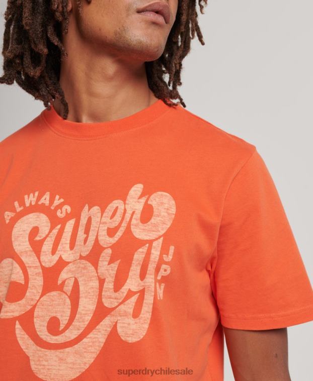 hombres Superdry naranja camiseta con guión de nostalgia 2R68Z4911