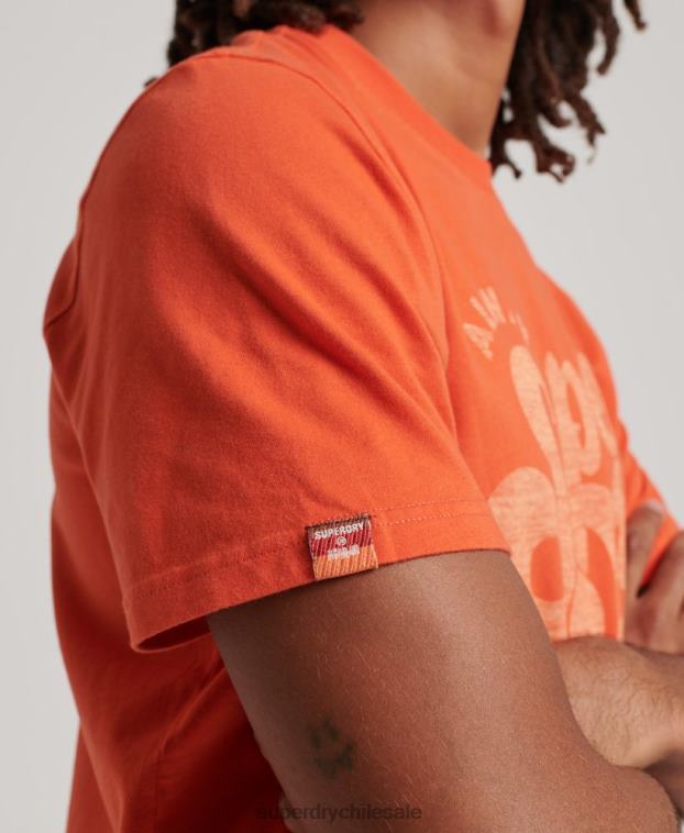 hombres Superdry naranja camiseta con guión de nostalgia 2R68Z4911