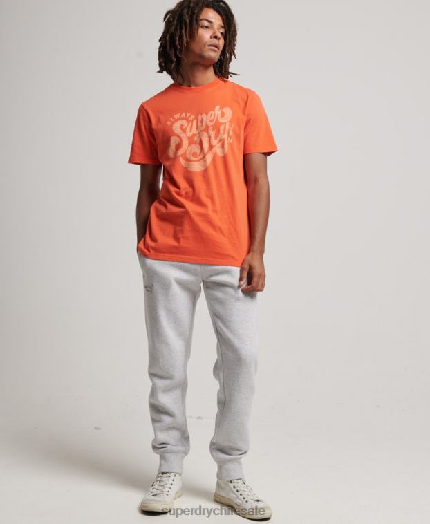 hombres Superdry naranja camiseta con guión de nostalgia 2R68Z4911