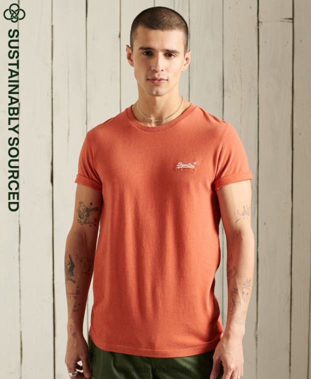 hombres Superdry naranja camiseta de algodón orgánico con bordado vintage 2R68Z4913