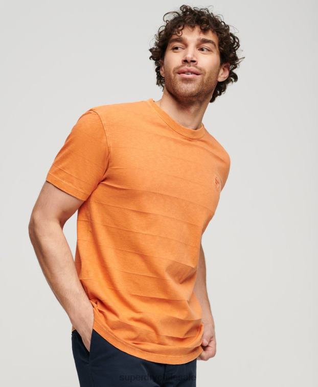 hombres Superdry naranja camiseta de algodón orgánico con textura vintage 2R68Z21