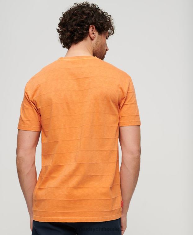 hombres Superdry naranja camiseta de algodón orgánico con textura vintage 2R68Z21