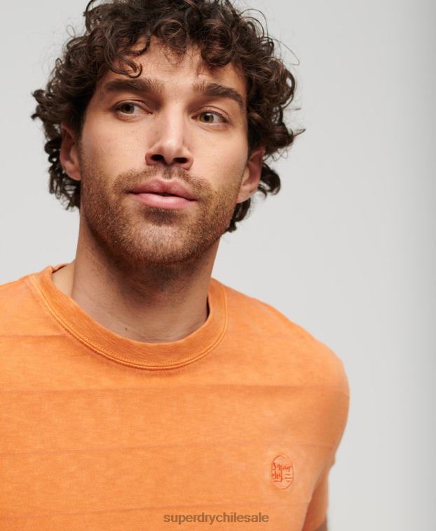 hombres Superdry naranja camiseta de algodón orgánico con textura vintage 2R68Z21