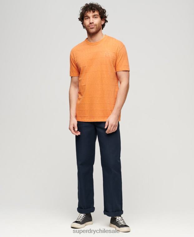 hombres Superdry naranja camiseta de algodón orgánico con textura vintage 2R68Z21