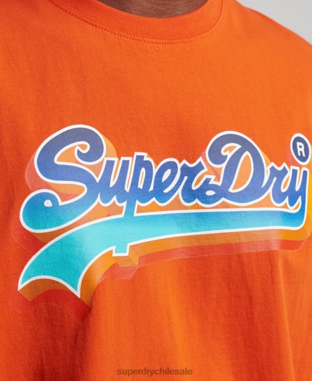 hombres Superdry naranja camiseta de temporada con logo vintage 2R68Z4935