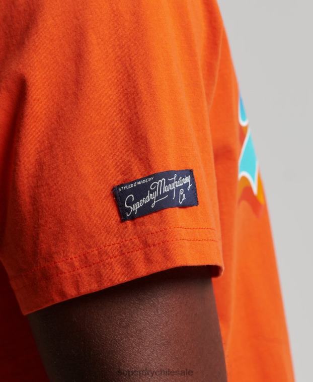 hombres Superdry naranja camiseta de temporada con logo vintage 2R68Z4935