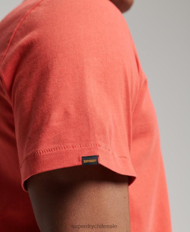 hombres Superdry naranja camiseta de trabajo de algodón orgánico con bolsillo 2R68Z4930