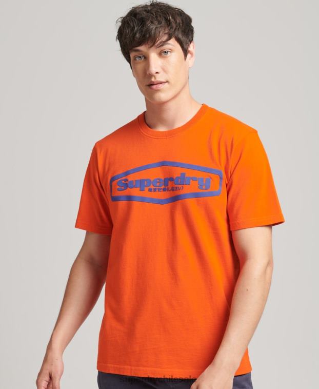 hombres Superdry naranja playera con logo de Game On 90s 2R68Z4804