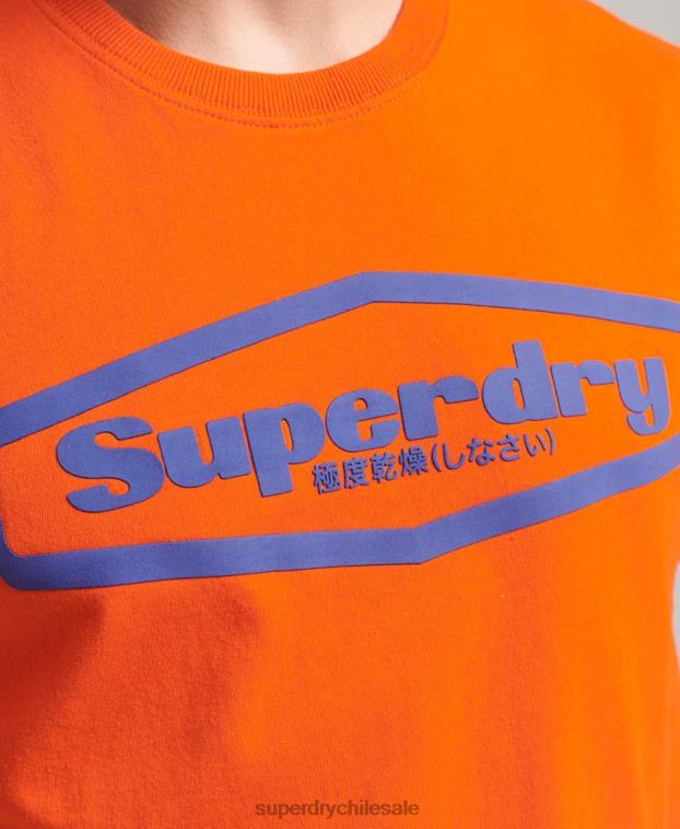 hombres Superdry naranja playera con logo de Game On 90s 2R68Z4804