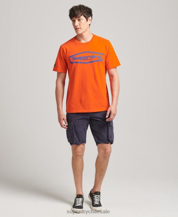 hombres Superdry naranja playera con logo de Game On 90s 2R68Z4804