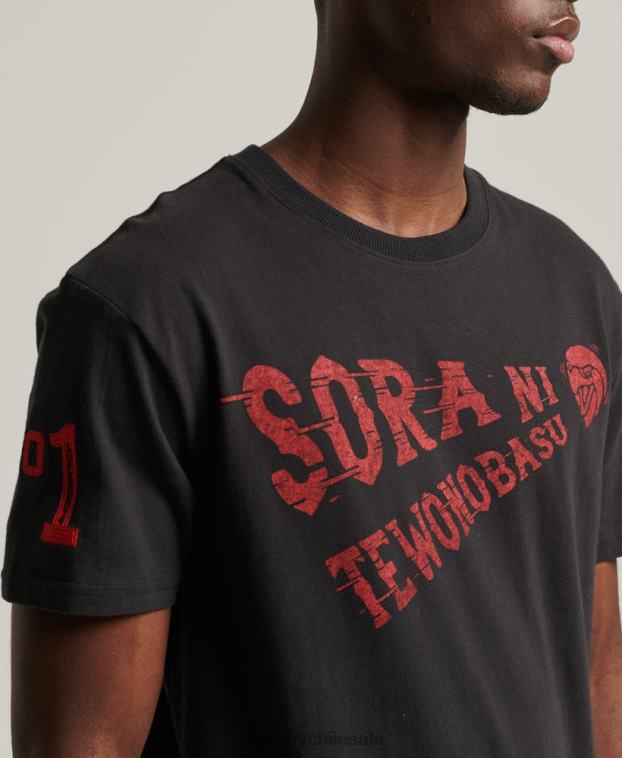 hombres Superdry negro camiseta colegial vintage 2R68Z4950