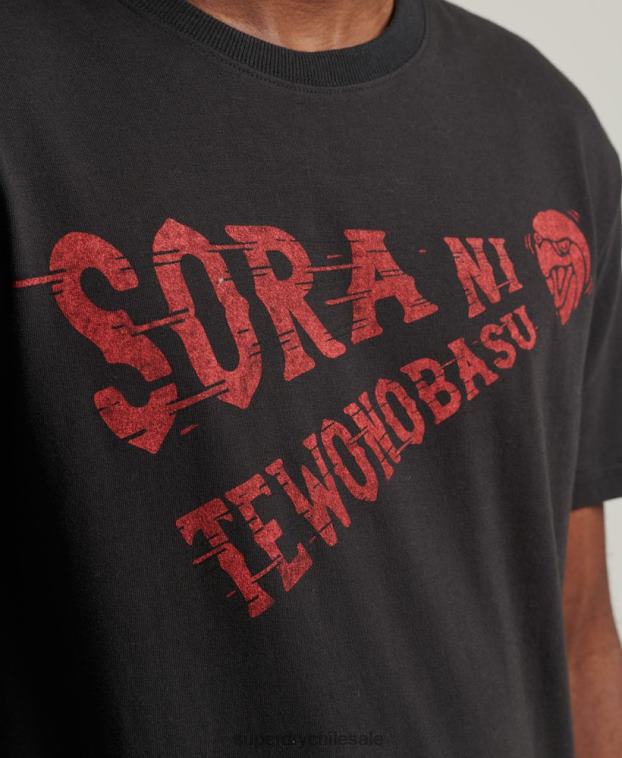 hombres Superdry negro camiseta colegial vintage 2R68Z4950