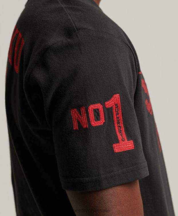 hombres Superdry negro camiseta colegial vintage 2R68Z4950