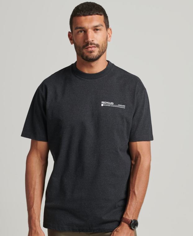 hombres Superdry negro camiseta con microtop reciclada 2R68Z4942