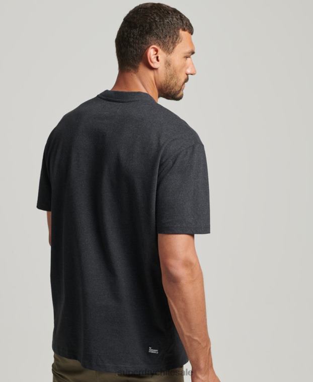 hombres Superdry negro camiseta con microtop reciclada 2R68Z4942