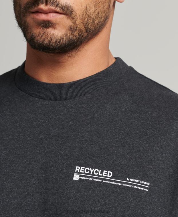 hombres Superdry negro camiseta con microtop reciclada 2R68Z4942
